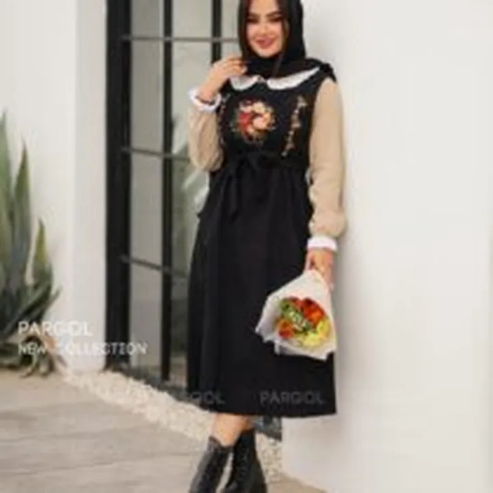 شومیز و سارافون آگرین کرم تیره مشکی