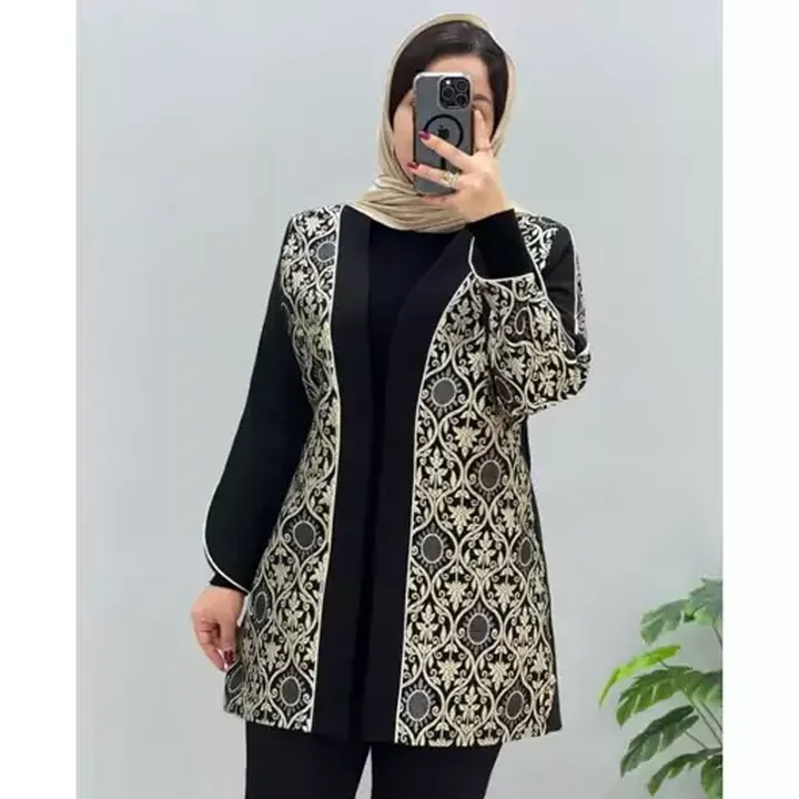 مانتومزونــی مازراتی وسوزندوزی طلایی، نقره ای باکیفیت 