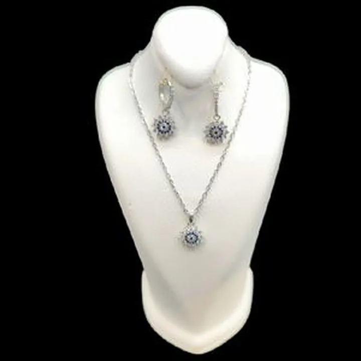 نیم ست نقره زنانه مدل چشم نظر آبکاری رادیوم کد 4700