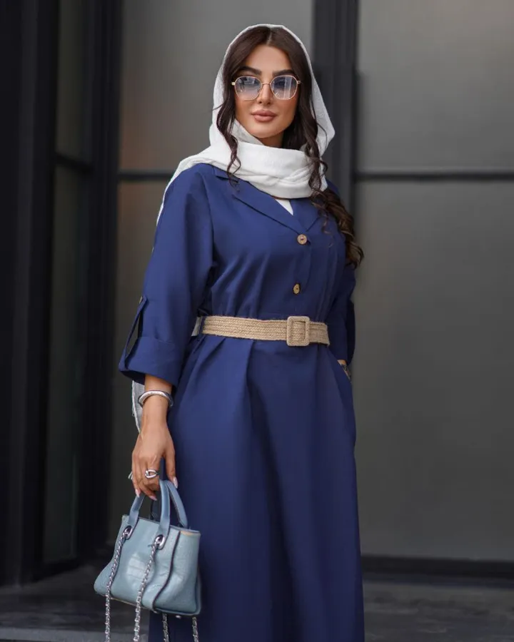 مانتو ساحلی کفتان یقه E  زنانه تابستانی خنک لنین آنیو