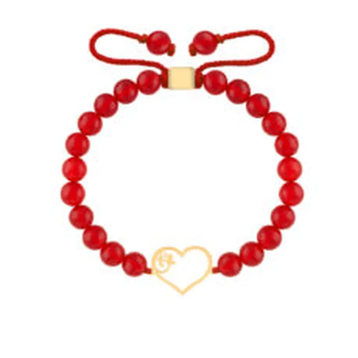 دستبند طلا زنانه طرح قلب و برگ