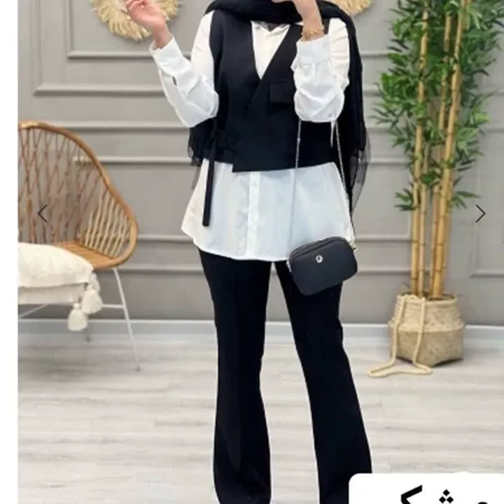 سه تیکه وست شومیزشلوار شیک و پرفروس ترند عیدانه مدل آفاق 