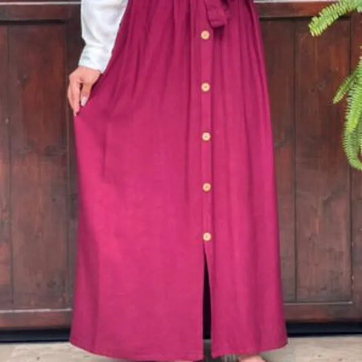 دامن تک رنگ نخی جلو دکمه 7024