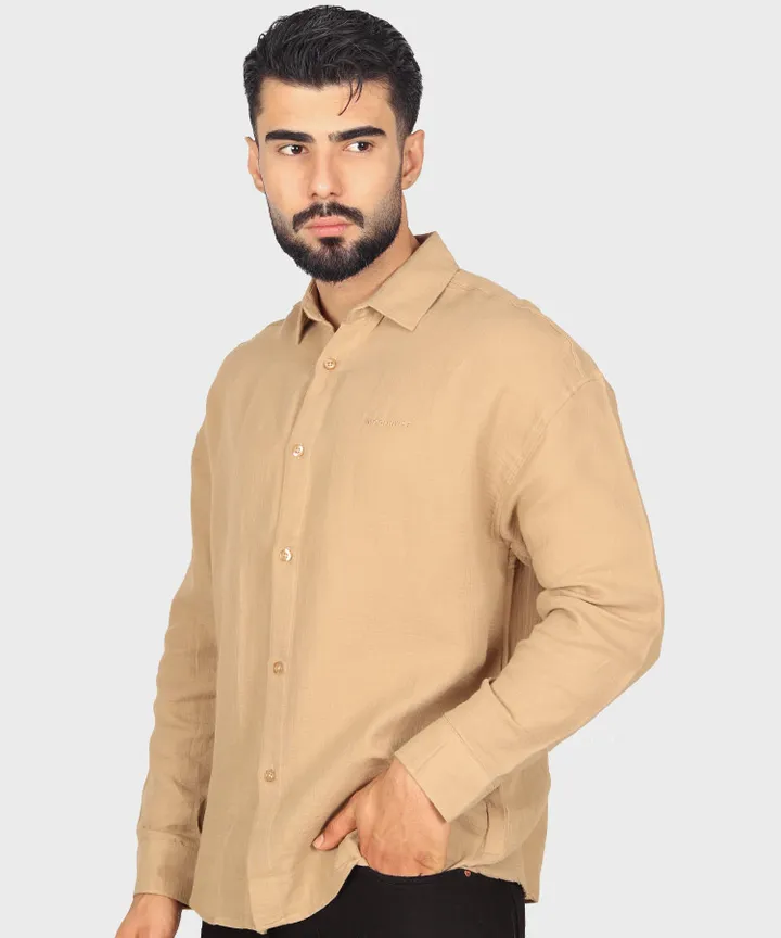 پیراهن لینن باکسی آستین بلند برند ماچینیست 0641