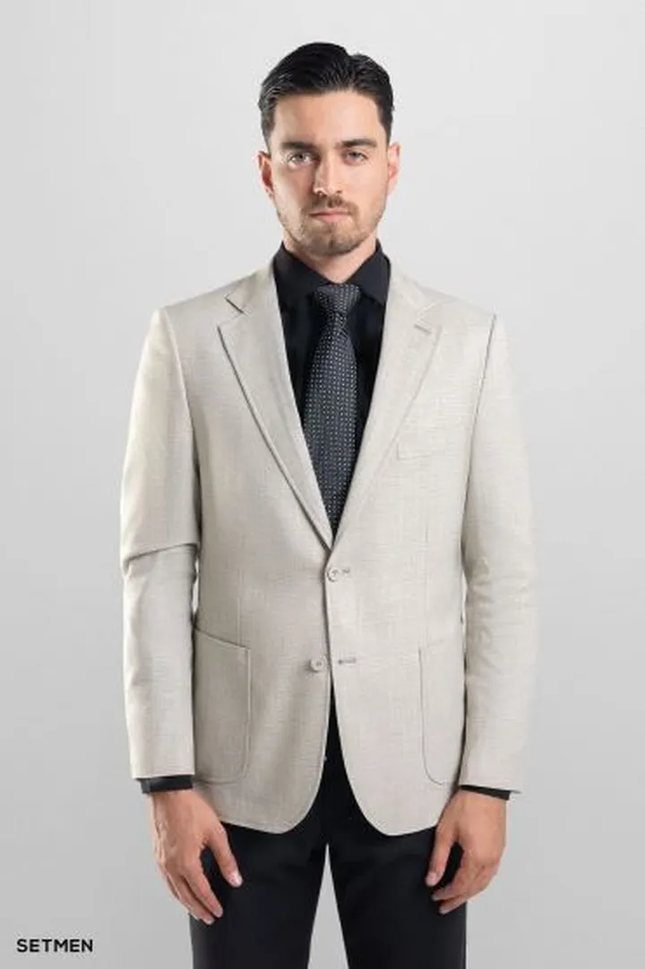 کت تک مردانه یقه انگلیسی نیم آستر دو دکمه