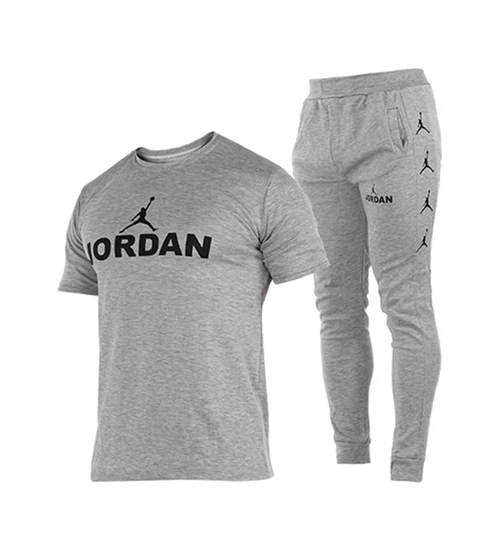 ست تیشرت و شلوار مردانه آستین کوتاه Jordan ساده یقه گرد