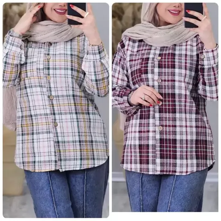 شومیز چهارخونه جنس کنفی