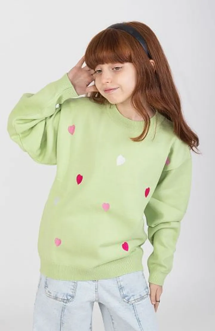 بلوز بافت با گلدوزی قلب