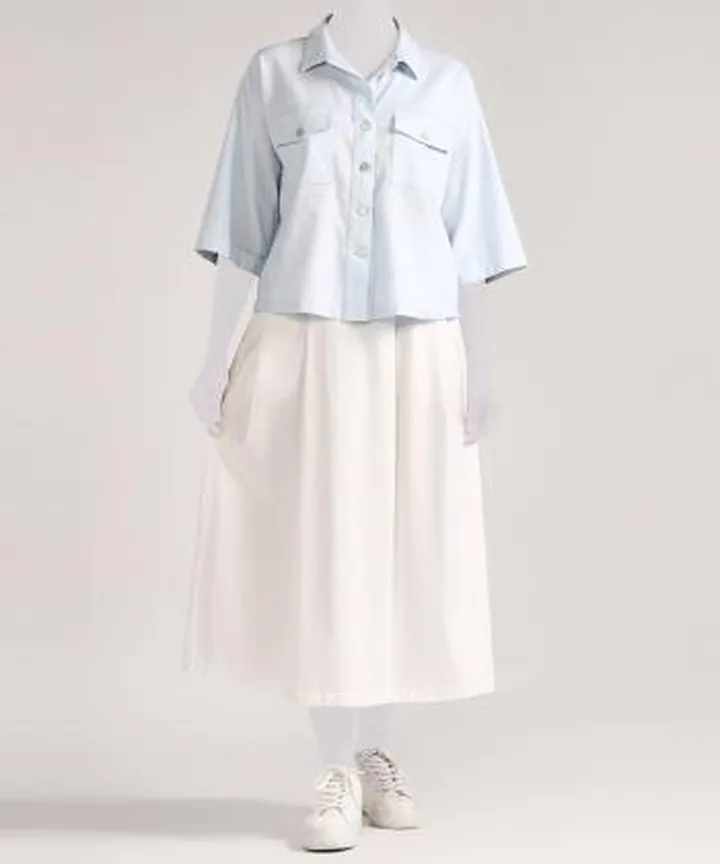 شومیز لینن آستین کوتاه زنانه سارک مدل 1204957