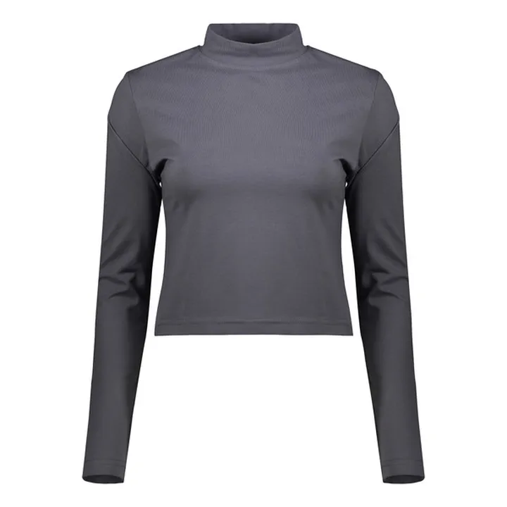 کراپ‌ تی‌شرت آستین بلند زنانه کانتکس مدل 204 رنگ ط...