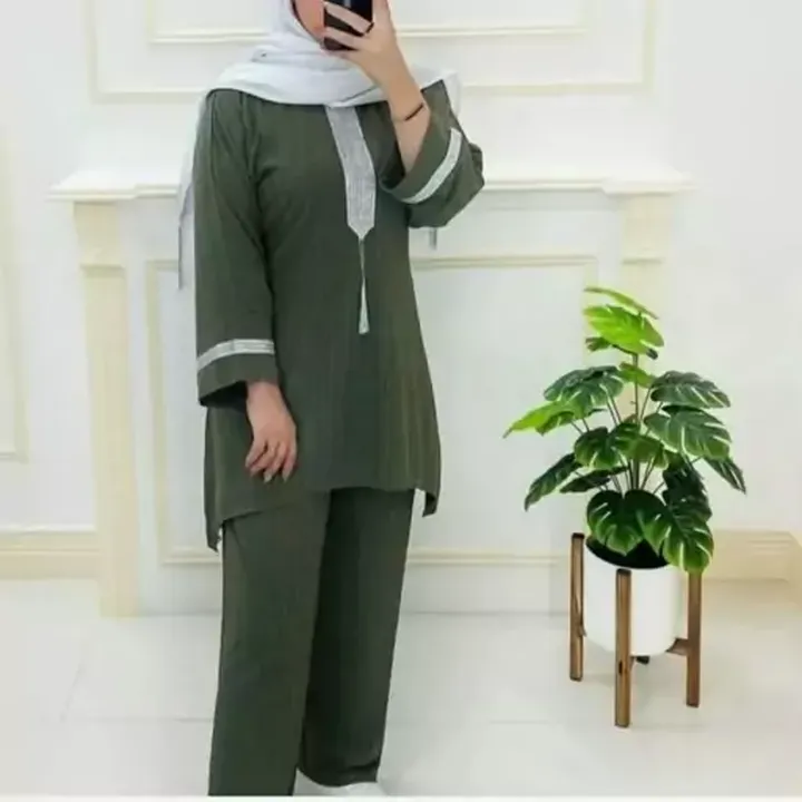 ست تونیک شلوار زنانه جنس کریشه 