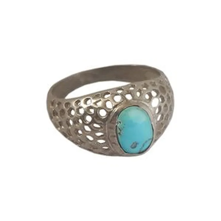 انگشتر نقره مردانه مدل نگین فیروزه نیشابور
