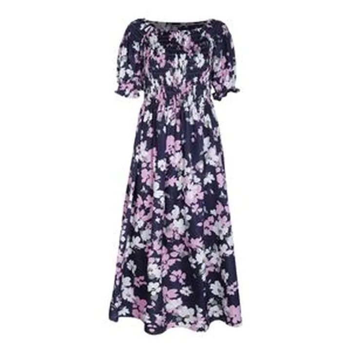 پیراهن ساحلی زنانه ناتوسا با رنگ سرمه‌ای و تنخور معمولی، مدل NT812-2