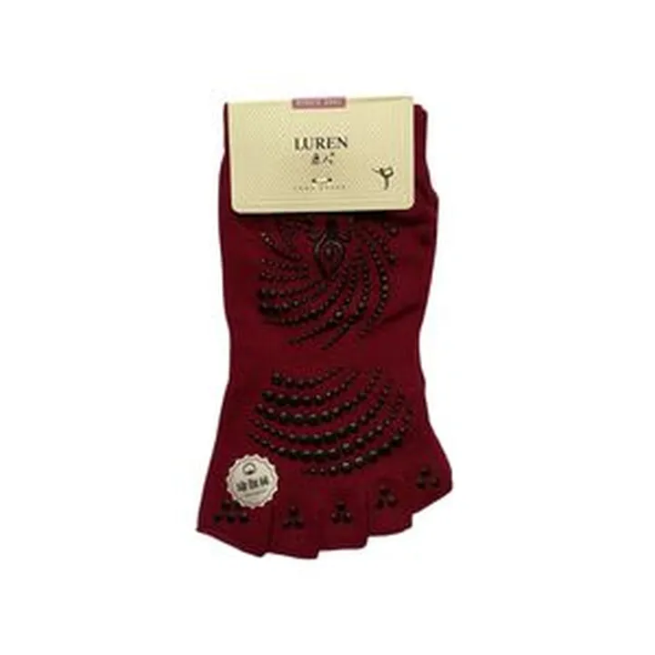 جوراب ورزشی زنانه مدل پیلاتس نیم انگشتی رنگ زرشکی