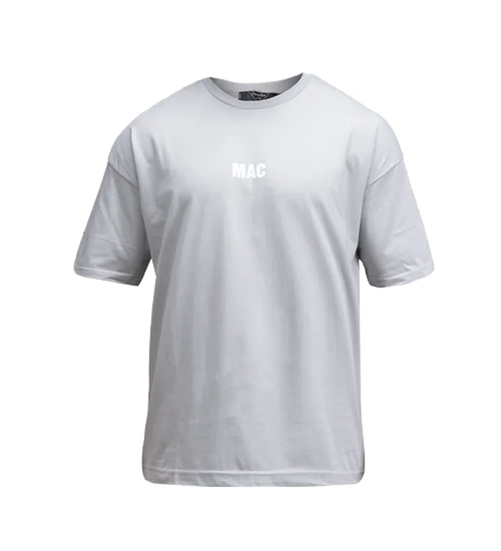 تیشرت یقه گرد مردانه طوسی نخ پنبه طرح دار