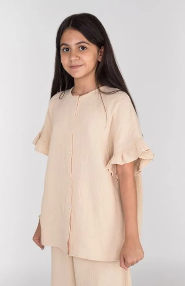 شومیز وال دولایه آستین کوتاه (ست با کد 10674)