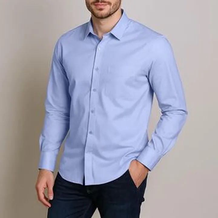 پیراهن آستین بلند یقه برگردان مردانه دیجی استایل اسنشیال مدل 04 رنگ آبی