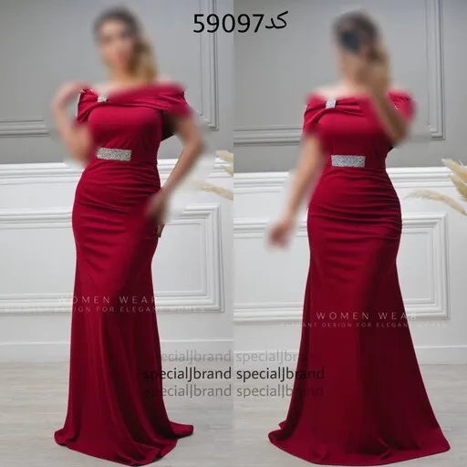 لباس مجلسی زنانه بلند دکلته کرپ غواصی