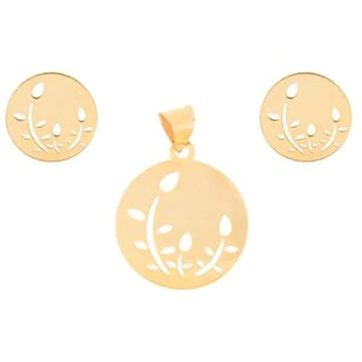 نیم ست طلا 18 عیار زنانه نیکان گلد مدل گل و گیاه 1122