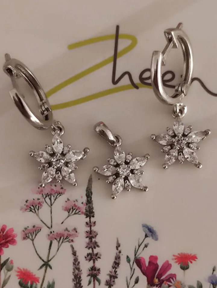 ۰۰۶۰. نیم ست نقره مدل دانه برف (بدون زنجیر)