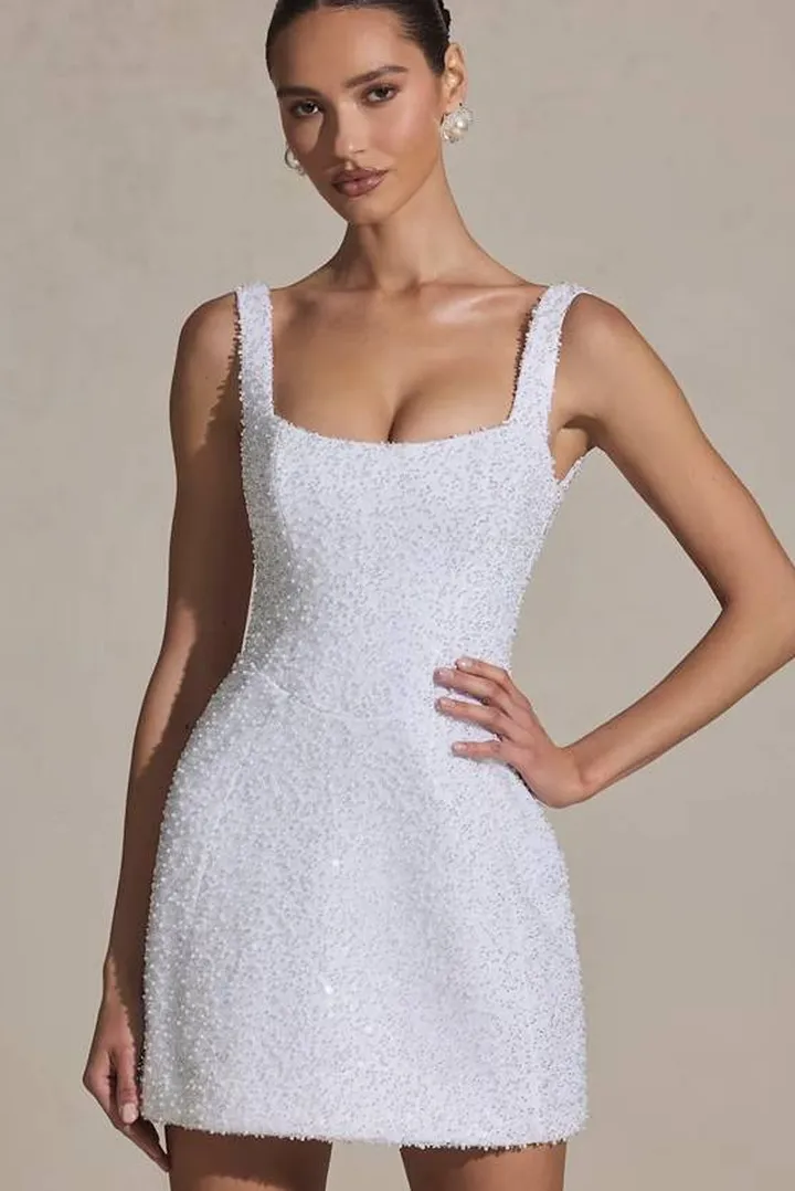 لباس مجلسی زنانه کوتاه تزیین ش...