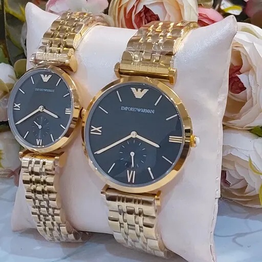 ساعت ست زنانه و مردانه آرمانی صفحه مشکی Emporio Armani AR1819

