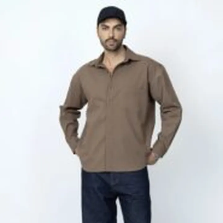 پیراهن آستین بلند کتان قهوه ای برند موهر | mouher