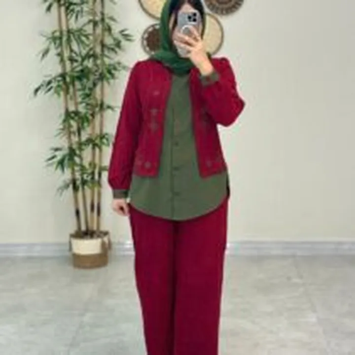 ست سه تیکه دل آوا پاییزه یشمی قرمز(دونه انازی)