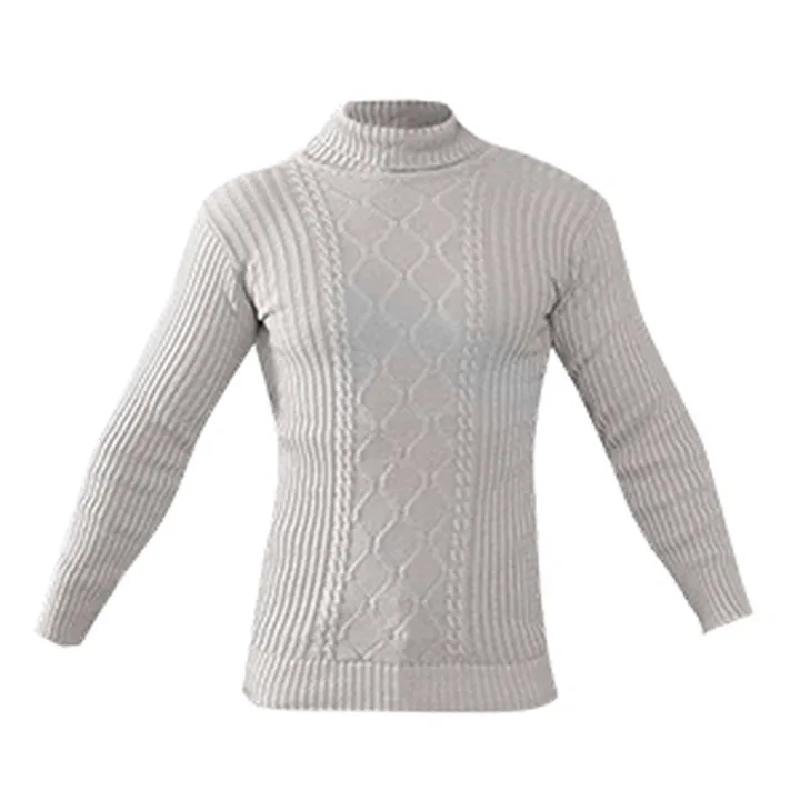 پلیوربافت مردانه سفید یقه اسکی مدل Hakan