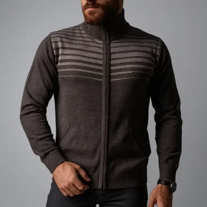 ژاکت زیپ دار مانی قهوه ای 122808