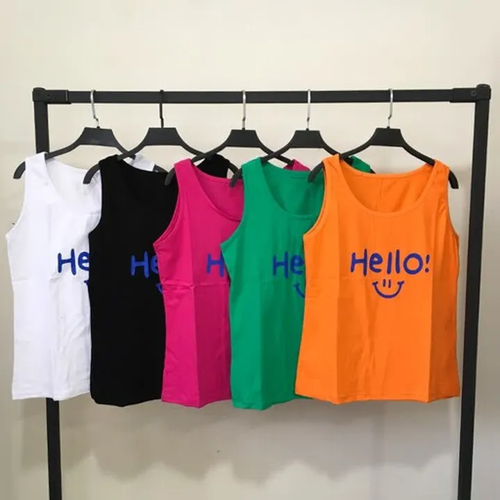 تاپ زنانه فانتزی طرح HELLO نخ پنبه