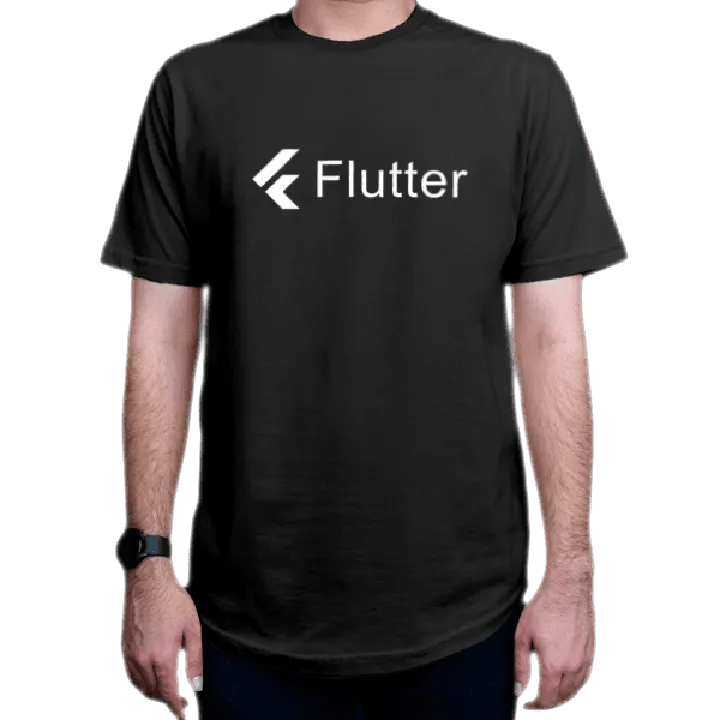 تیشرت برنامه نویسی طرح  Flutter white-1