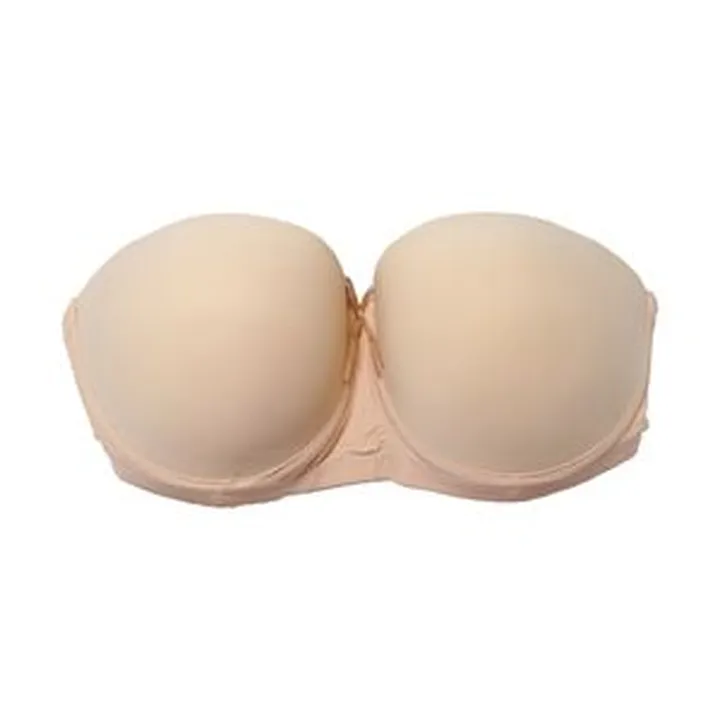 سوتین زنانه مدل دکلته اسفنجی پشت شیشه ای رنگ کرم