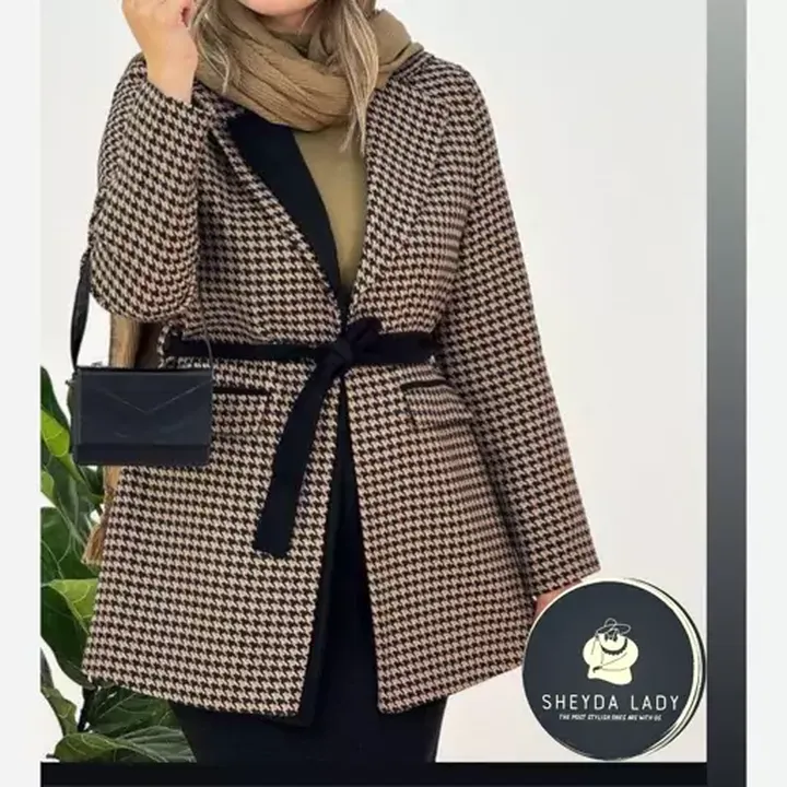 مانتو کتی زنانه کمربندی  جنس پیردوپل مدل سدنا 