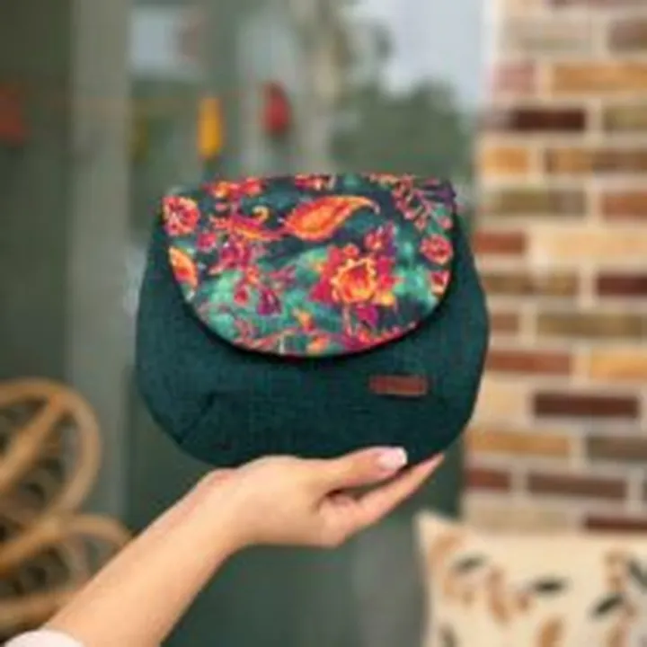 کیف نقلی سبز گل نارنجی