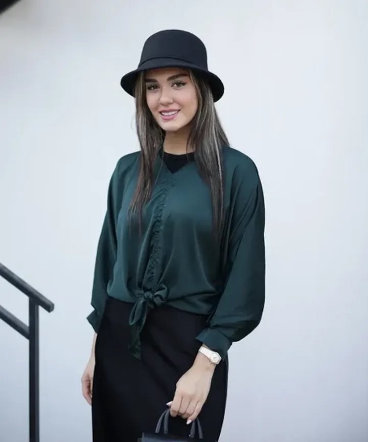 شومیز ساتن گره ای A41614