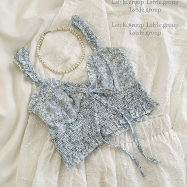 کراپ آبی گلدار کد998