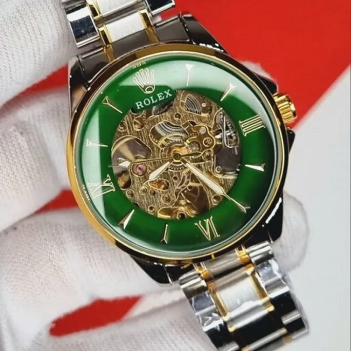 ساعت مچی مردانه اتومات قلب باز پشت شیشه ای رنگ ثابت کیفیت مستر رولکس Rolex