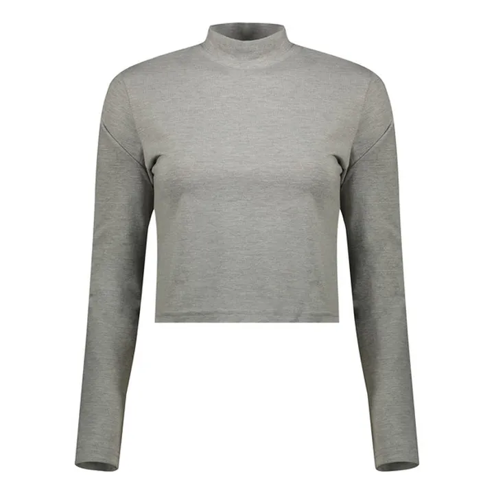 کراپ‌ تی‌شرت آستین بلند زنانه کانتکس مدل 207 رنگ ط...