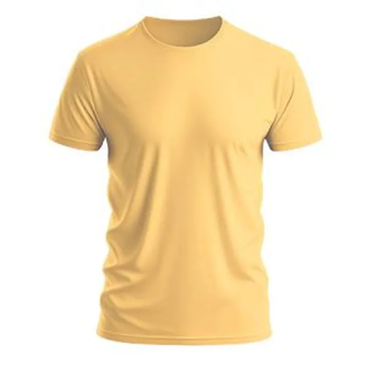تی شرت آستین کوتاه مردانه روان بخش مدل کلاسیک رنگ لیمویی