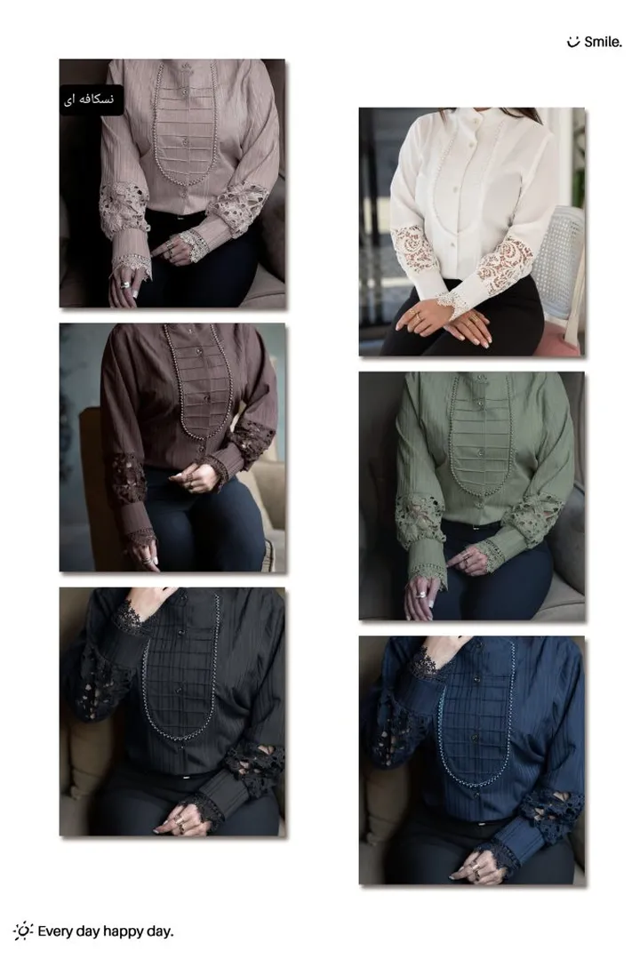 شومیز دلبر لوکس با دانتل دست‌دوز – طراحی کلاسیک و شیک برای تمام فصل‌ها | �۶ رنگ + سه سایز مناسب ۳۶تا 56