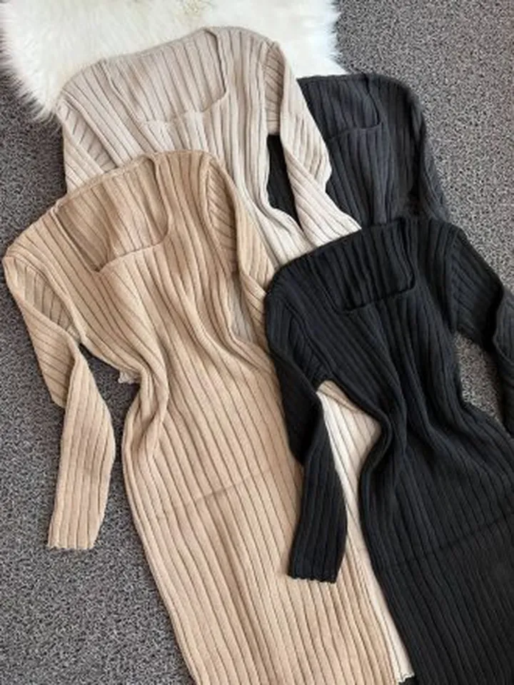 پیراهن بافت زنانه یقه خشتی