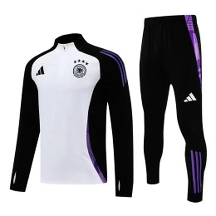 ست نیم زیپ شلوار آلمان Germany 2025 White Black Tracksuit