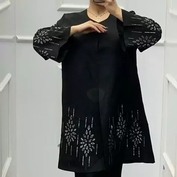 مانتو مجلسی زنانه بلند نگین کاری مدل شاپرکsh