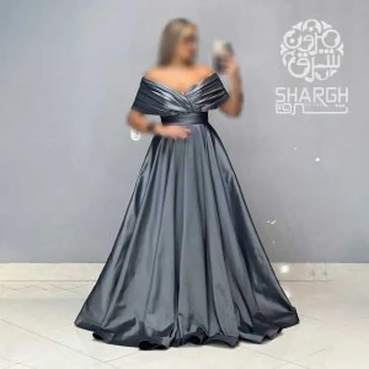 ماکسی ساتن تافته یقه دلبری پشت بندی