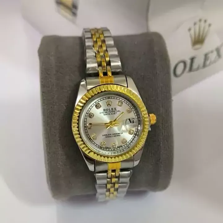 ساعت مچی زنانه رولکس rolex رنگ ثابت بند آجری با باتری