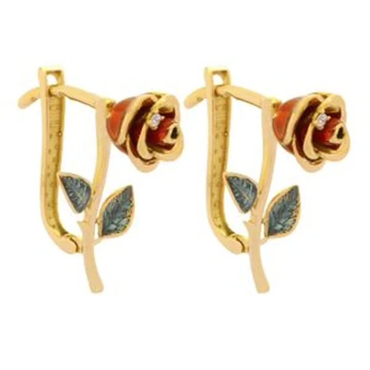 گوشواره کلیپسی طلا 18 عیار زنانه طلای مستجابی مدل گل رز یاسان T891 کد 65326