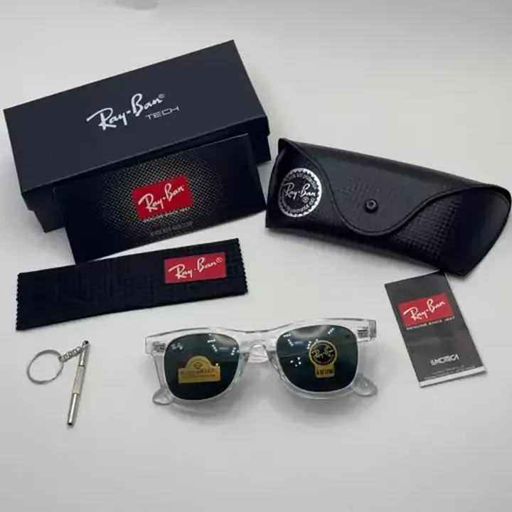 عینک ویفرر ریبن Rayban WAYFARER شفاف شیشه سنگ نشکن زد خش با پک کامل اورجینال 