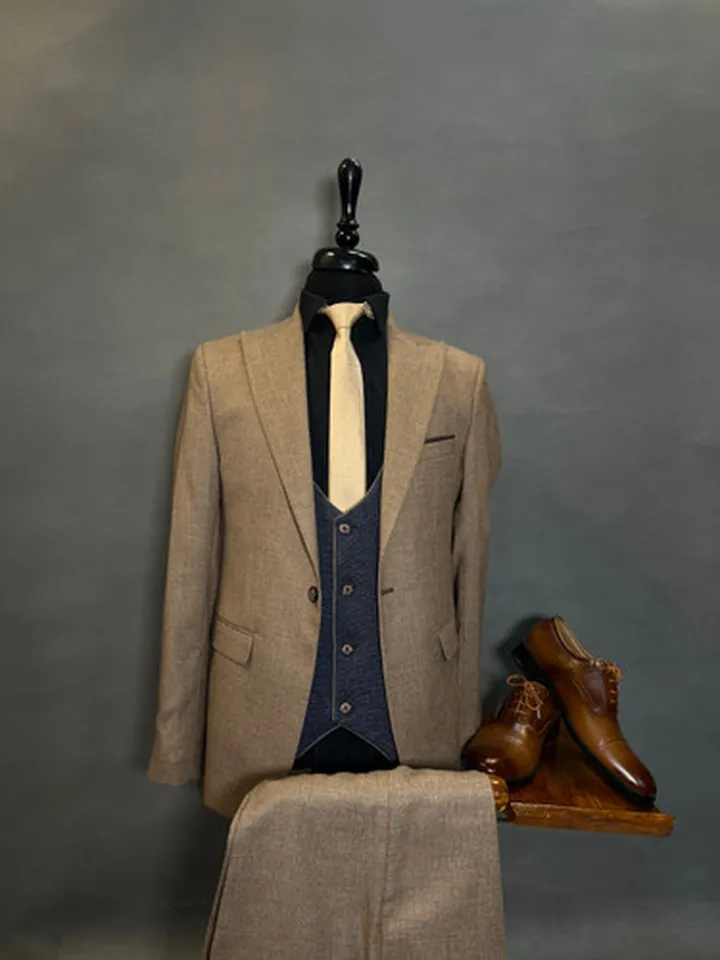 ست کت و شلوار و جلیقه دبل فیس سوزنی کد ۶۵۲