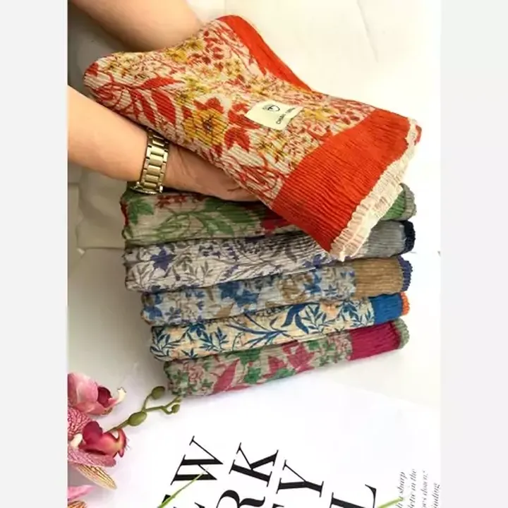 شال پلیسه وارداتی کیارا گلدار در 6 رنگ زیبا 